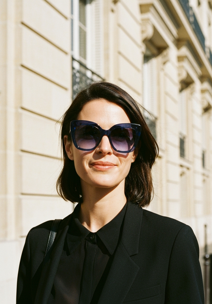 Cat-eye navy, port parisien, lumière d'été