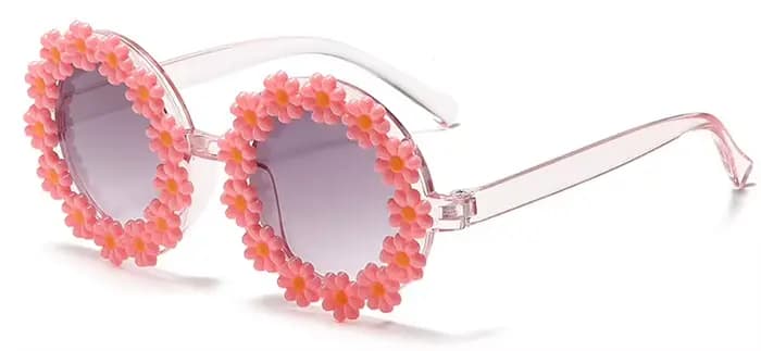 Lunettes de soleil pour enfants, lunettes de soleil rondes à fleurs pour filles et garçons, lunettes