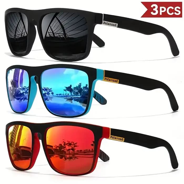 1/3/4PCS Lunettes de soleil carrées classiques pour hommes, légères, monture en PC, UV400, pour la c