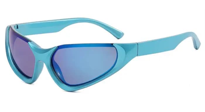 Lunettes de soleil futuristes Punk Y2K pour femmes, marque de luxe, miroir bleu, Cool, tendances pou