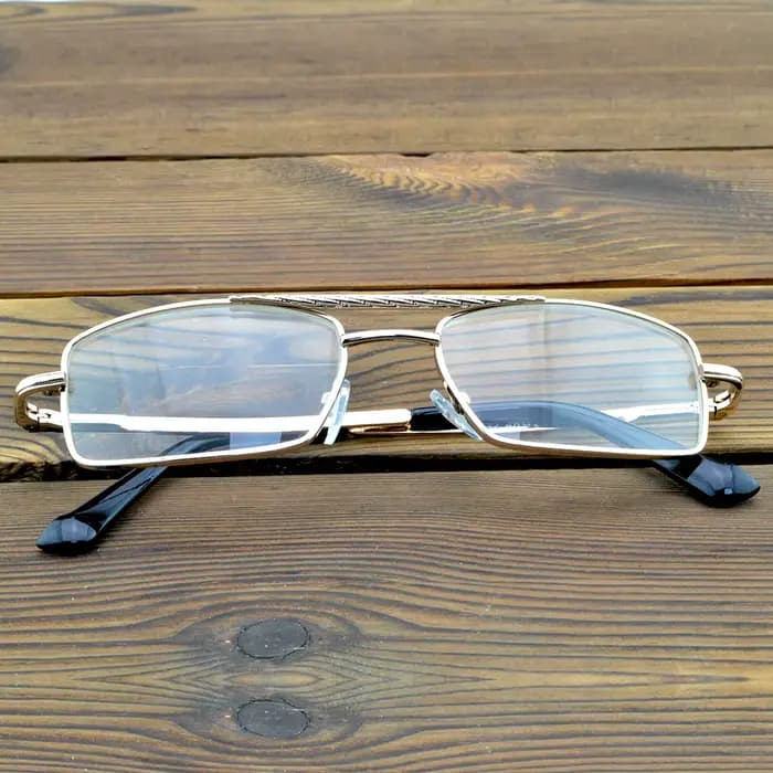 Lunettes de lecture à cadre rectangulaire à double pont, lentilles en verre de degré de conversion, 