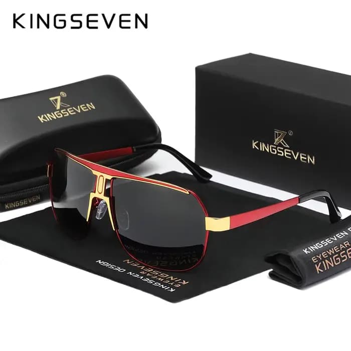 KINGSEVEN hommes femmes polarisées alliage carré surdimensionné cadre lunettes de soleil conduite lu