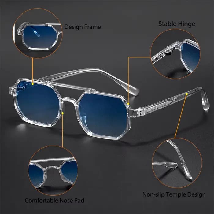 Lunettes de soleil rétro CATERSIDE pour hommes, rectangulaires, à double pont, dégradées, pour femme