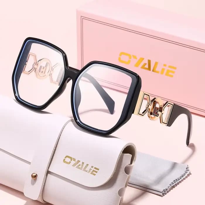 Lunettes Oyalie à monture large et élégante avec accents métalliques, disponibles en plusieurs coule