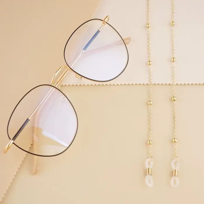 Mode métal hommes femmes chaînes de lunettes lunettes de soleil lecture lunettes perlées chaîne lune