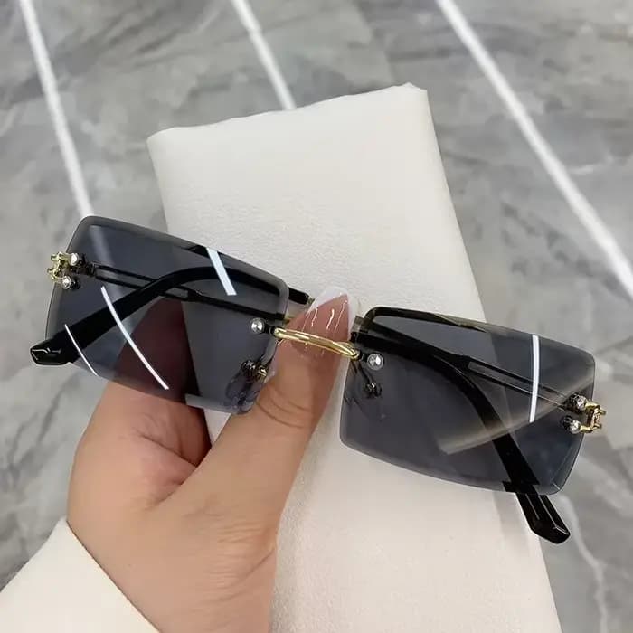 Lunettes de soleil Vintage à la mode pour femmes, sans bords, sans cadre, rectangulaires, dégradées 