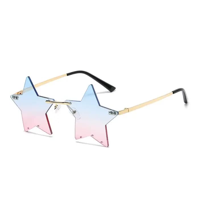 Lunettes de soleil carillon en forme d'étoile sans monture, lunettes de fête, pentagramme drôle, lun