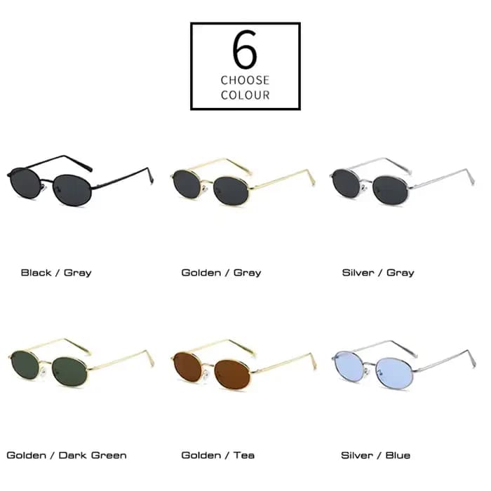 SHAUNA rétro petit ovale cadre en métal femmes lunettes de soleil UV400 hommes Punk lunettes de sole