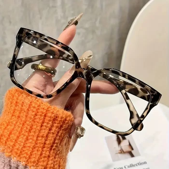 1 paire de lunettes carrées surdimensionnées de style bohème pour femmes, en matériau PC avec imprim