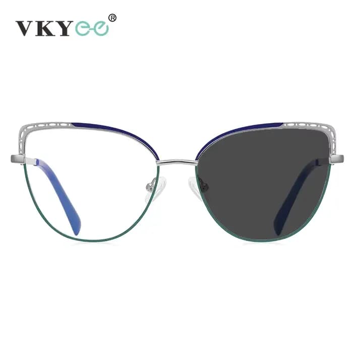 VKYEE métal géométrique femmes Anti-lumière bleue lunettes Design à la mode personnalisable Prescrip
