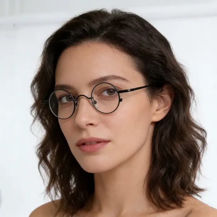 Lunettes rondes vintage en titane de 35mm, design japonais, légères avec verres clairs