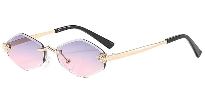 Lunettes de soleil polygone de luxe pour femmes Hipster lunettes de soleil sans monture irrégulières