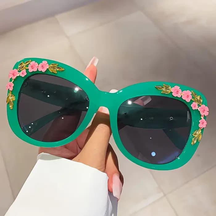 Lunettes classiques Vintage œil de chat pour femmes, avec décor floral, Chic, luxe, tendance, unisex