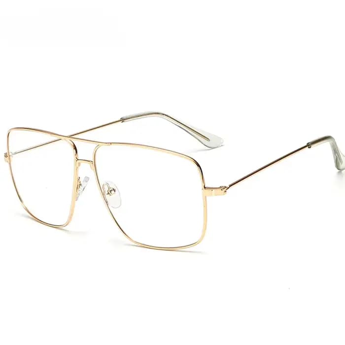 Lunettes de soleil carrées vintage pour hommes et femmes, monture en métal doré, lentille optique ré