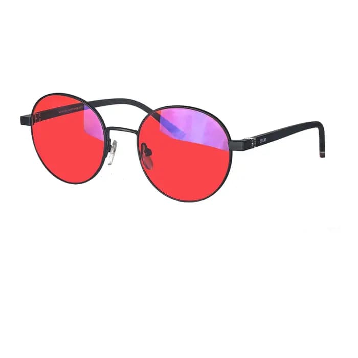 SHINU lentille rouge Anti lumière bleue lunettes d'ordinateur cadre rond femmes lentille Orange lune