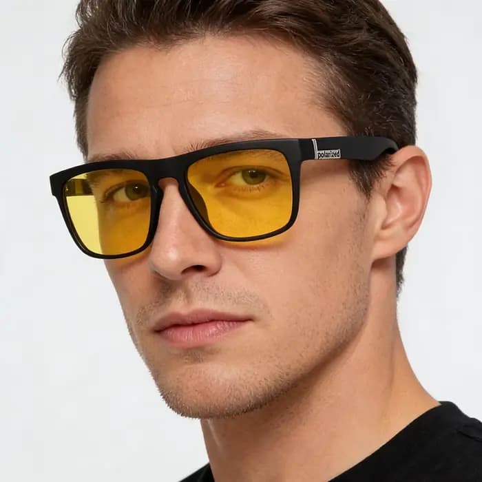 VIVIBEE lunettes de Vision nocturne jaune polarisé UV400 hommes carré lunettes de conduite sport fem