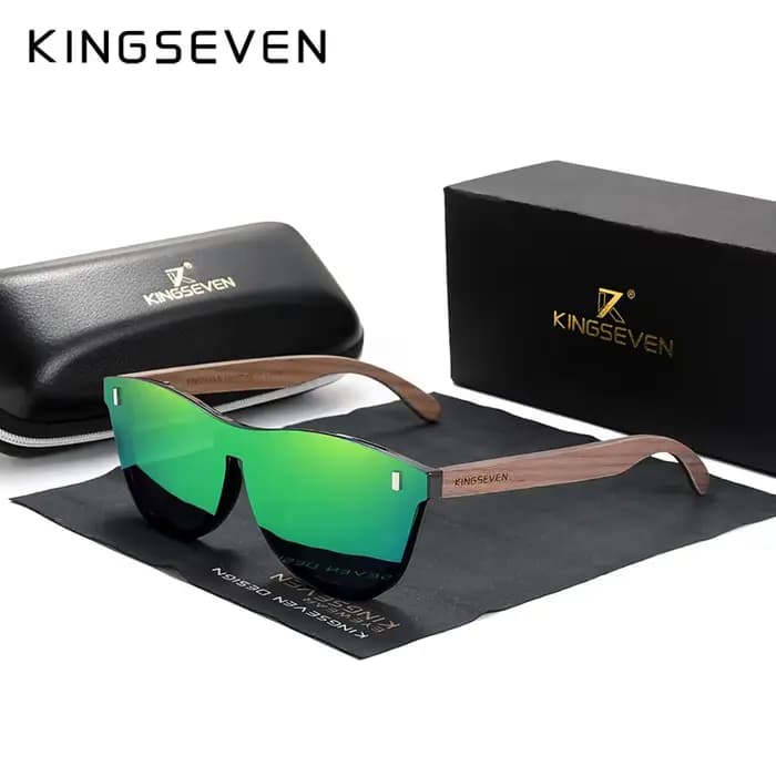 KINGSEVEN – lunettes de soleil vintage pour hommes, design exclusif, en bois de noyer, protection UV
