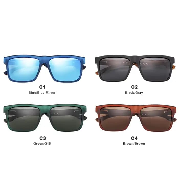 Lunettes de soleil polarisées carrées en bois HU WOOD pour hommes et femmes, idéales pour la conduit