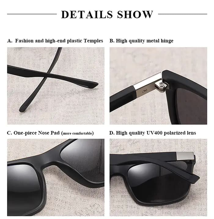 Lunettes de soleil polarisées vintage carrées pour hommes et femmes, idéales pour la conduite, la pê