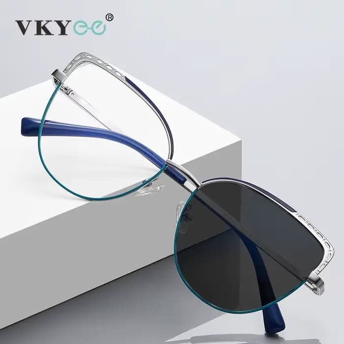 VKYEE métal géométrique femmes Anti-lumière bleue lunettes Design à la mode personnalisable Prescrip