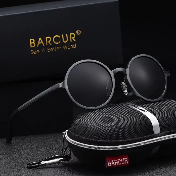 BARCUR-Lunettes de soleil polarisées vintage exquises pour hommes et femmes, monture circulaire en m