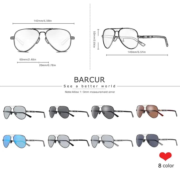 Lunettes De soleil polarisées pour hommes BARCUR lunettes De soleil pilotes pour hommes accessoires 