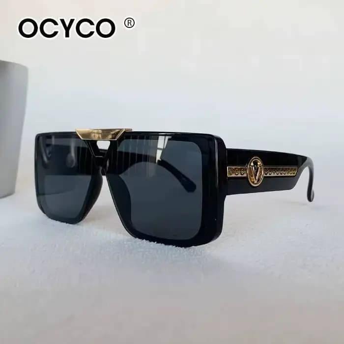 Lunettes de soleil carrées Vintage à grande monture pour hommes et femmes, marque de luxe avec lettr