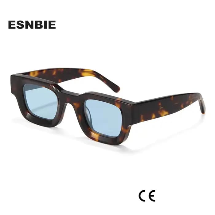 Rhevis marque Design fait à la main acétate épais Rectangle lunettes de soleil pour hommes gros carr