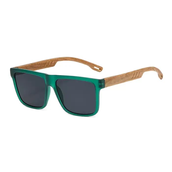 Lunettes de soleil rétro décontractées à monture carrée en bois grainé avec charnières à ressort, pr