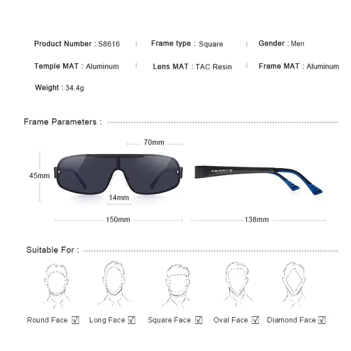 MERRYS-Lunettes de soleil polarisées Uco HD pour hommes, lunettes de soleil pour la conduite et la p