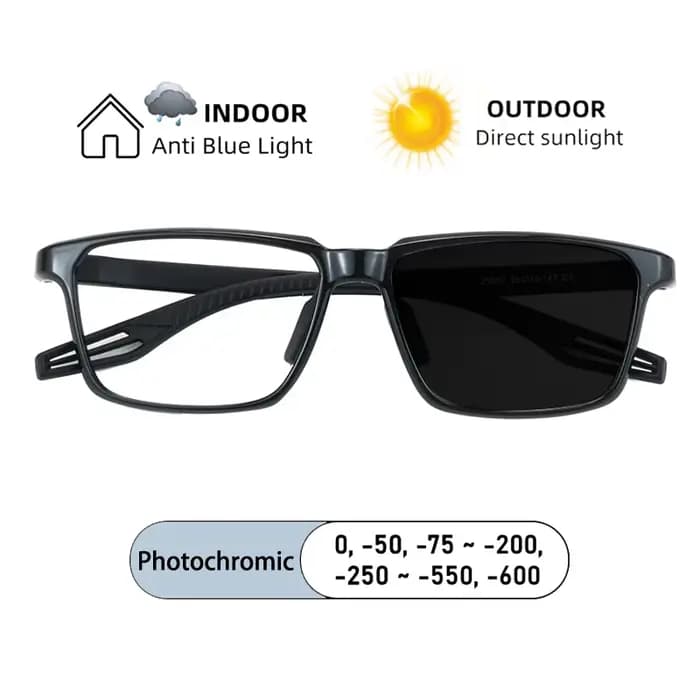 Lunettes de sport Anti-collision pour hommes, monture légère, pour myopie, Prescription photochromiq
