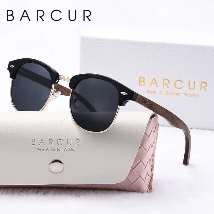 BARCUR marque sourcils uniques lunettes de soleil polarisées PC + cadre en métal riz ongles Design d