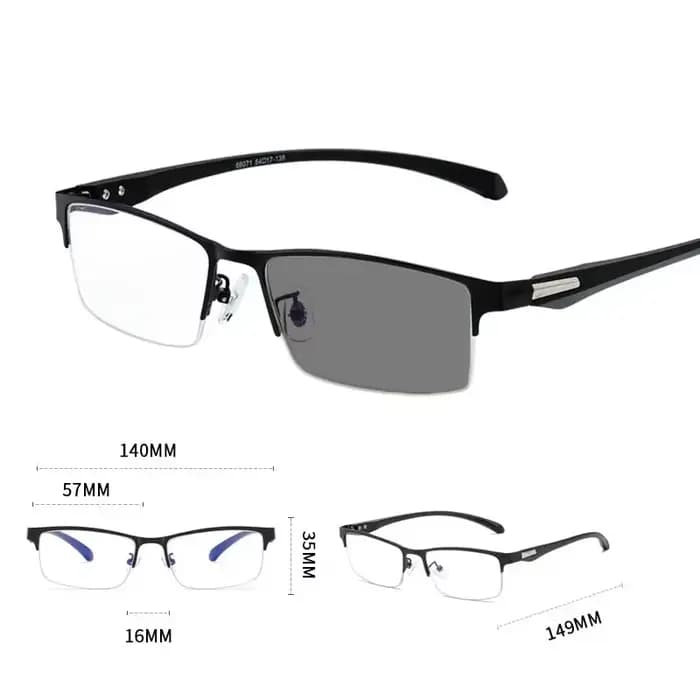 Lunettes de lecture photochromiques à demi-monture en métal pour hommes, Anti-lumière bleue, lunette