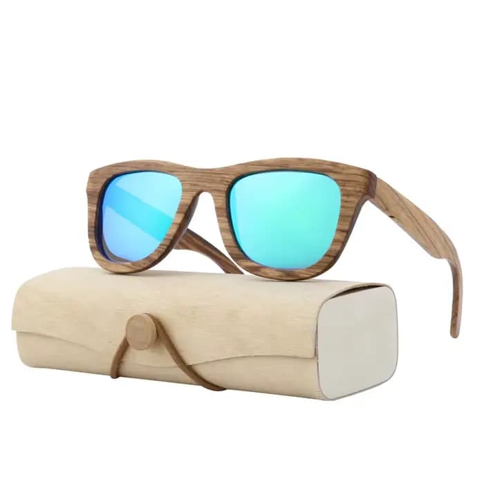 Lunettes de soleil en bois avec étui pour hommes et femmes, lunettes de soleil carrées zébrées class