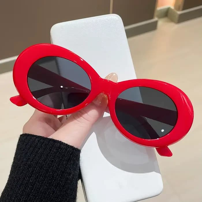 Lunettes à monture ovale en plastique pour hommes/femmes, 1 pièce, personnalité Y2K, à la mode, pour