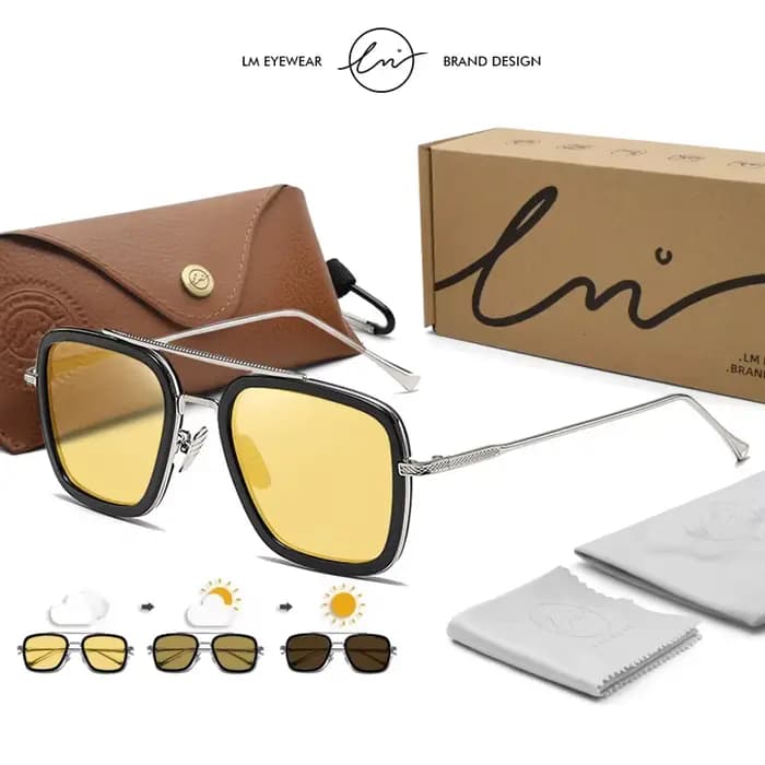 Marque de haute qualité Tony Stark lunettes de soleil carrées photochromiques polarisées hommes lune