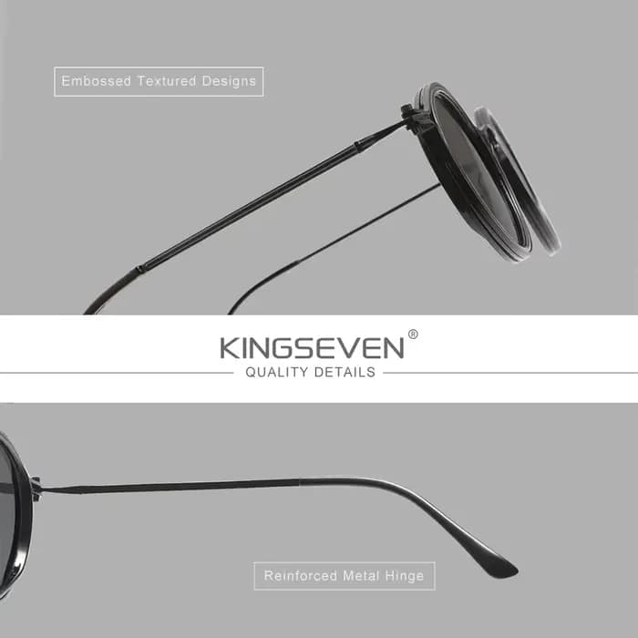 KINGSEVEN – lunettes de soleil rondes pour hommes et femmes, monture petite, style gothique, Steampu