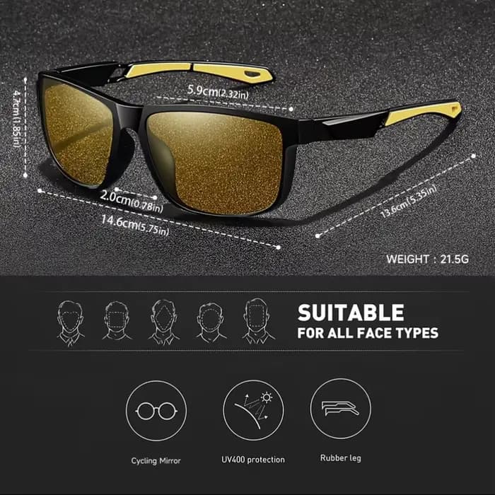 Lunettes Anti-éblouissement carrées jaunes pour Vision nocturne, pour hommes et femmes, pour la cond