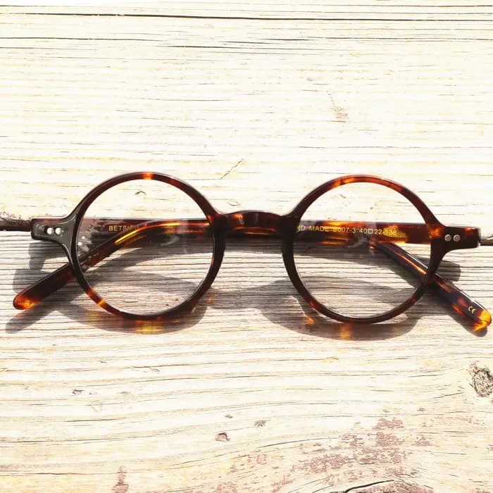 BETSION fait à la main Vintage 40 42 44 rond acétate tortue hommes montures de lunettes pleine jante