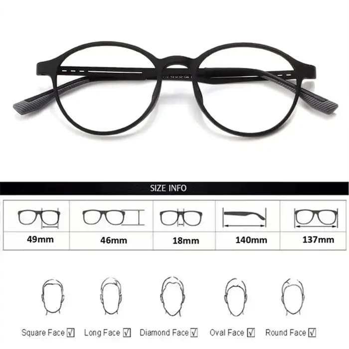 Lunettes de Myopie TR90 Ultralégères en Alliage de Caoutchouc et de Titane, Monture de Lunettes Rétr