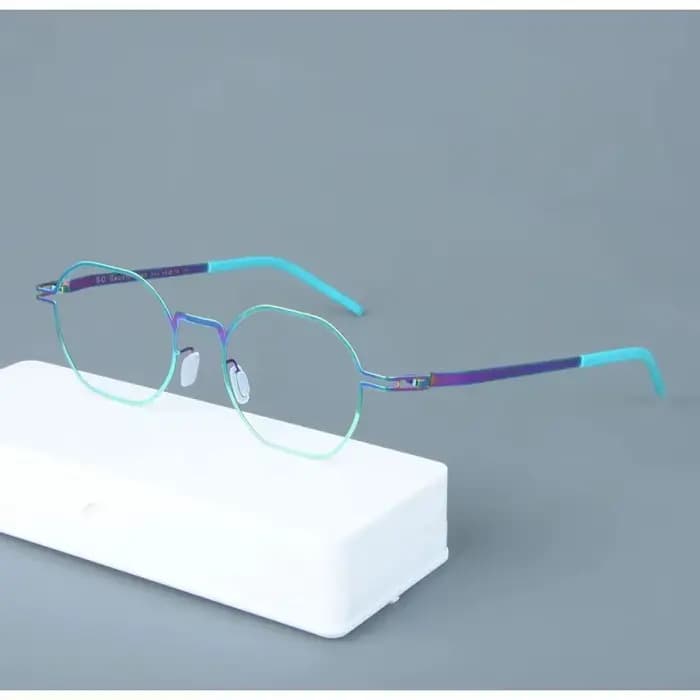 Allemagne mode hexagone sans vis lunettes cadre hommes femmes ultraléger petit visage lunettes marqu