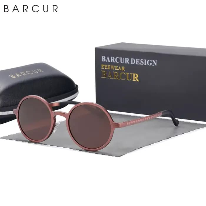 BARCUR-Lunettes de soleil rondes noires pour hommes et femmes, lunettes de soleil, lunettes de marqu