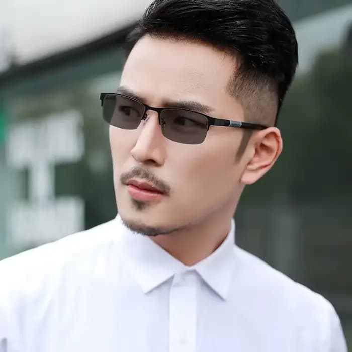 Lunettes de myopie photochromiques vintage pour hommes, demi-monture en métal, lunettes bloquant la 