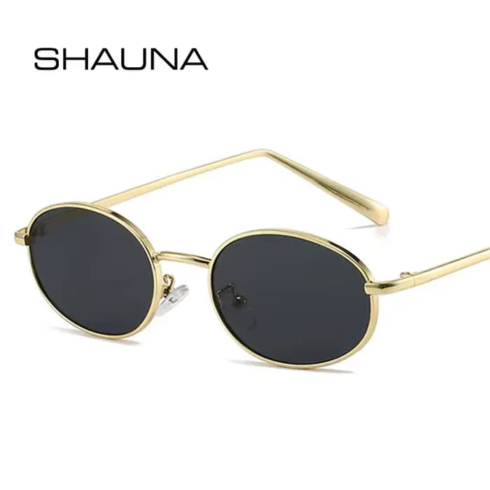 SHAUNA rétro petit ovale cadre en métal femmes lunettes de soleil UV400 hommes Punk lunettes de sole