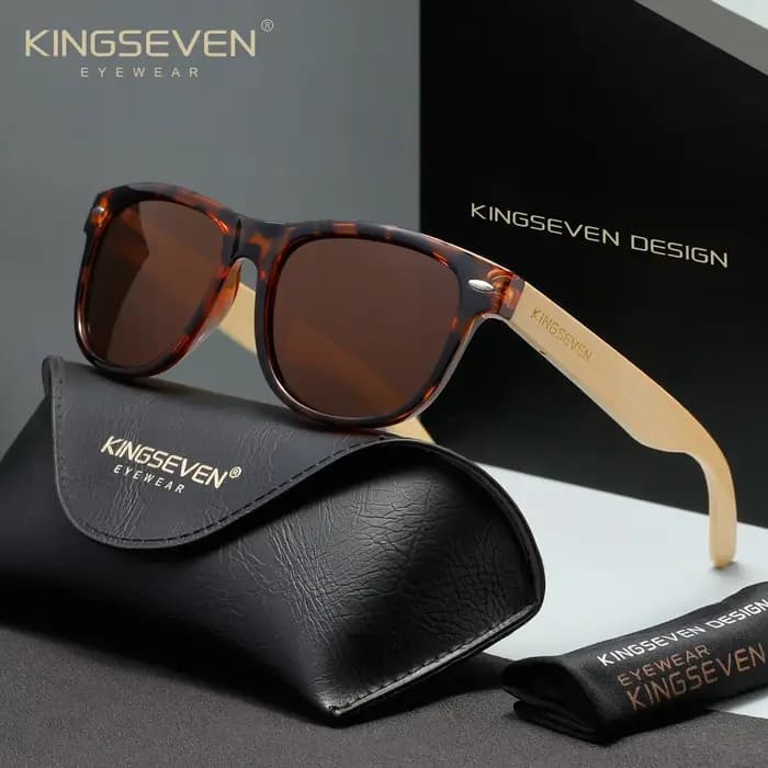 KINGSEVEN Nouvelles Lunettes de Soleil en Bois pour Homme Polarisées Haute Qualité Tendance Hommes U