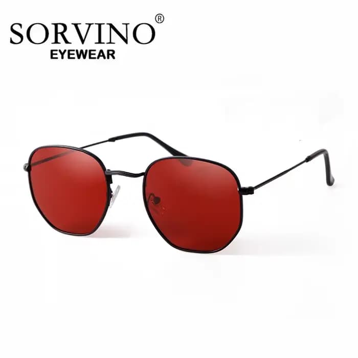 SORVINO lunettes de soleil rétro porcelées femmes Urltra-léger rouge UV400 nuances hexagone Vinatge 