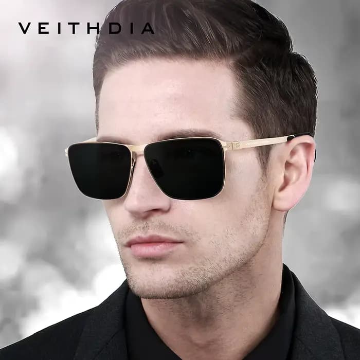 Lunettes de soleil carrées pour hommes de marque VEITHDIA, en acier inoxydable, verres en nylon haut