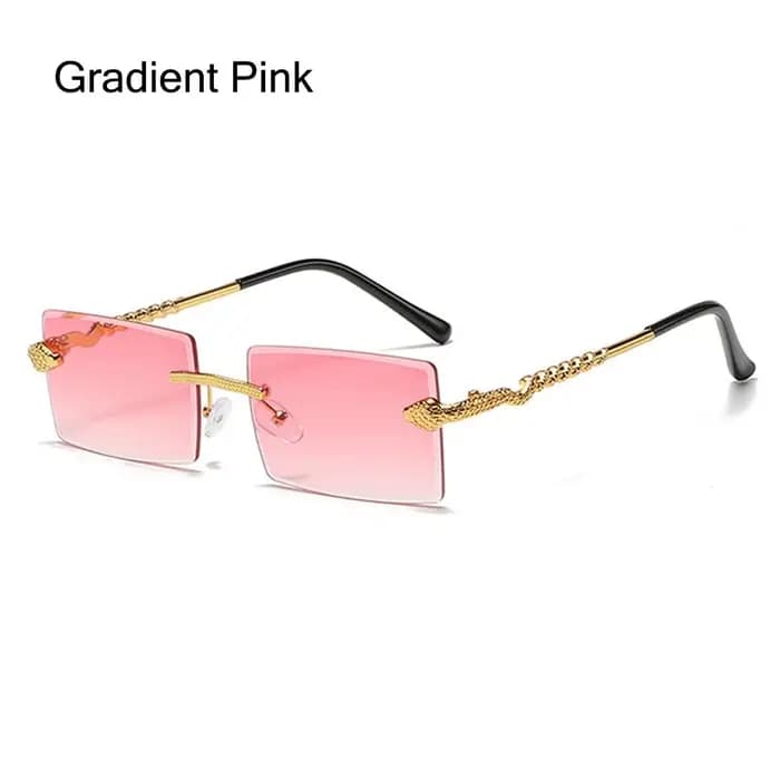 Lunettes de soleil tendance sans monture en métal en forme de serpent, monture carrée, verres dégrad