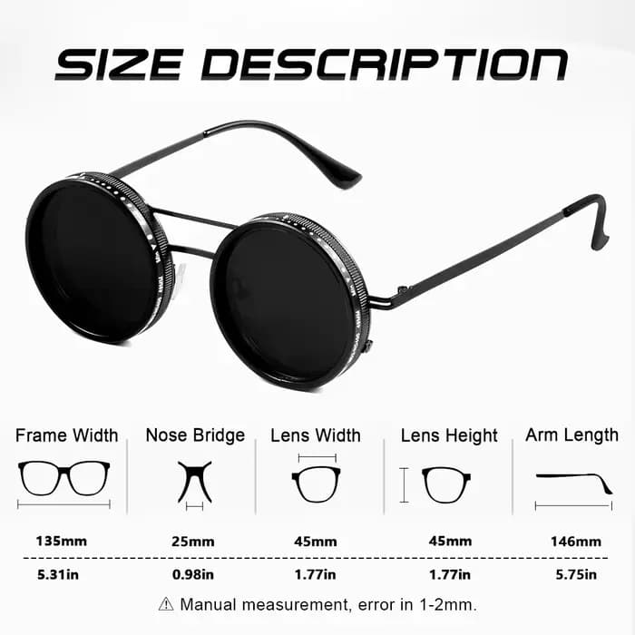 CRIXALIS 2 pièces lunettes de soleil polarisées rondes ND9 à gradation réglable hommes femmes Punk h