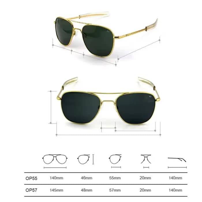 Top qualité armée américaine militaire pilote AO lunettes de soleil lentille en verre hommes marque 
